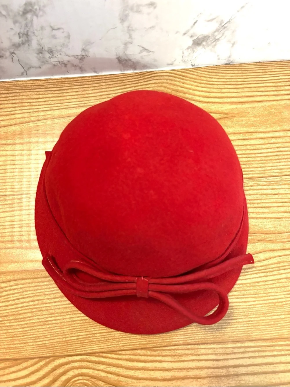Vintage Glenover Henry Pollak Co NY Red Wool Cloche Hat with Bow Mid-Century